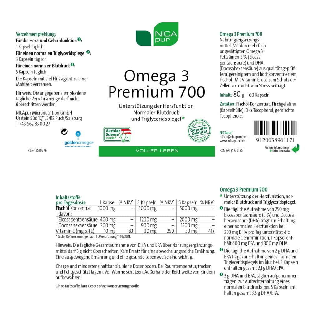 NICApur Omega 3 Premium 700 60 St Kapseln