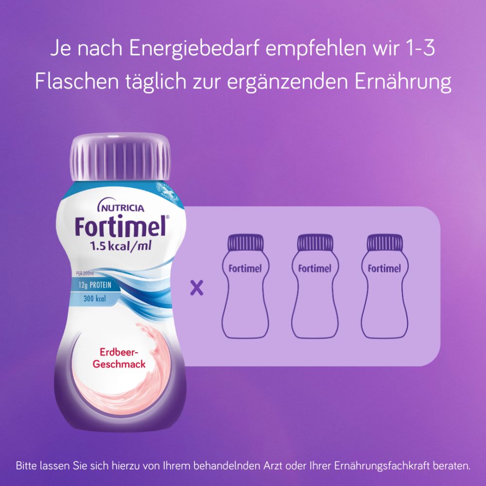 NUTRICIA Fortimel 1,5kcal / ml Erdbeer-Geschmack 4X200 ml Flüssigkeit