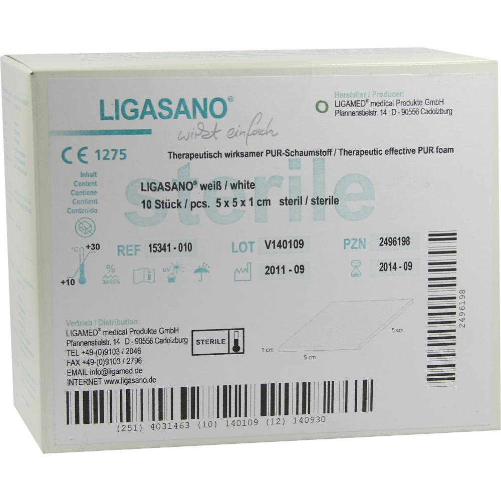 LIGASANO weiß Verband 1x5x5 cm steril 10 St Verband