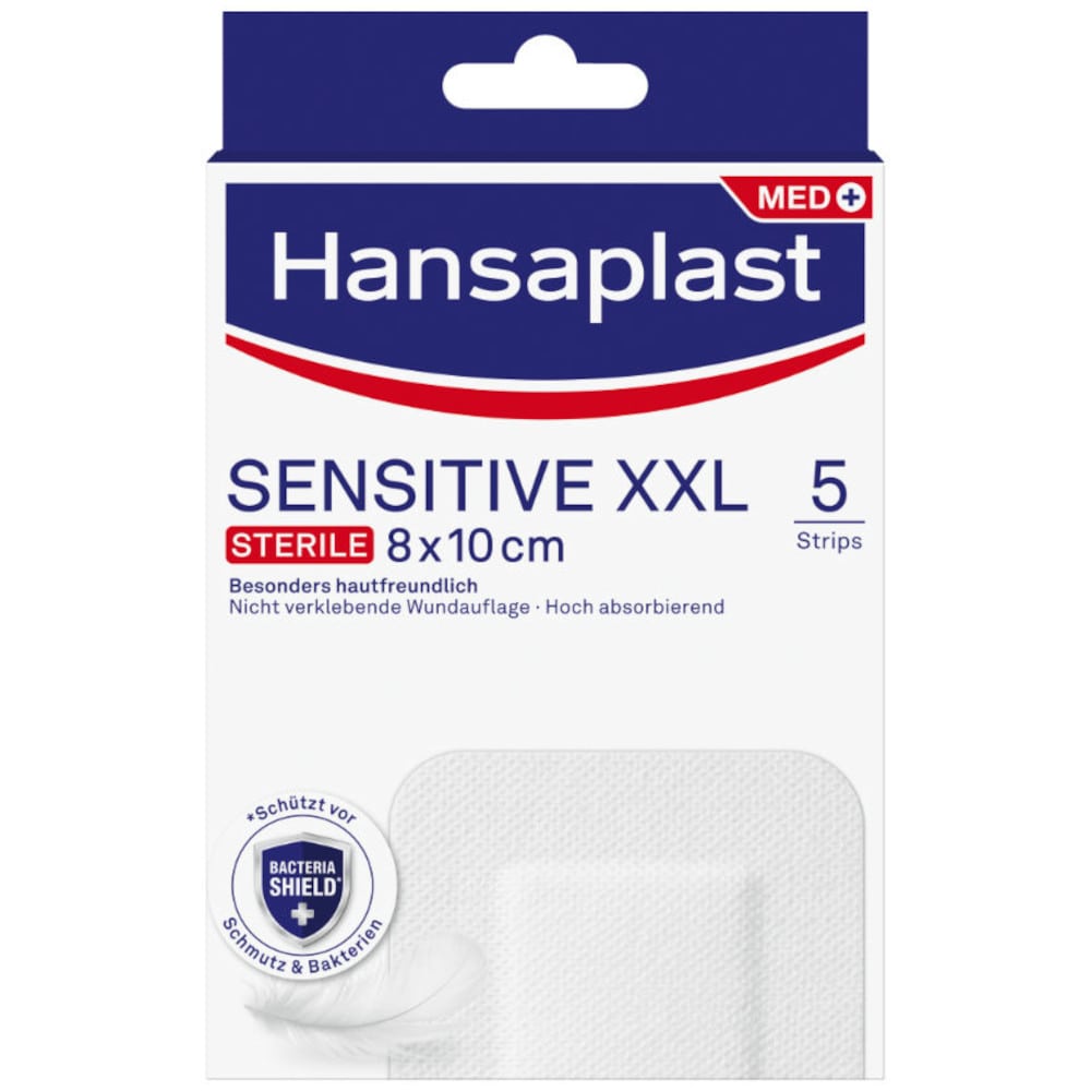 Hansaplast SENSITIVE XXL 8x10cm 5 St Pflaster