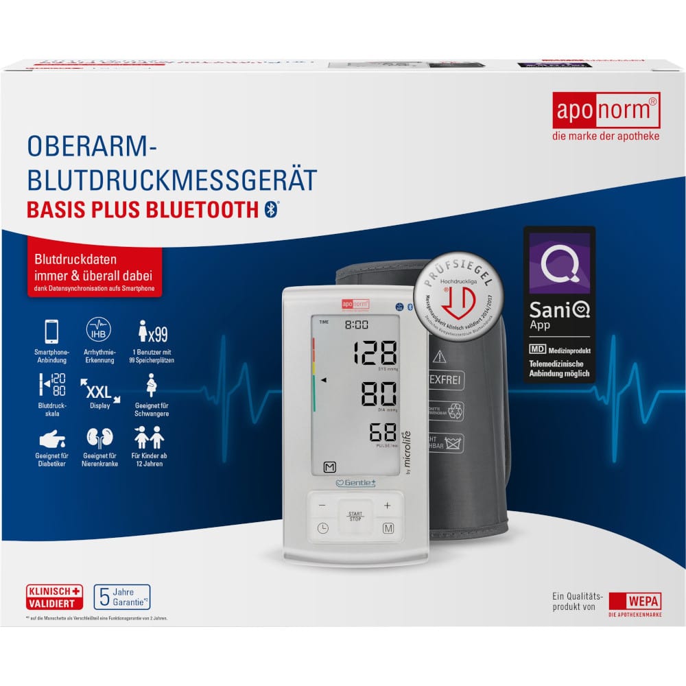 aponorm Blutdruckmessgerät Oberarm Basis Plus BLUETOOTH  1 St