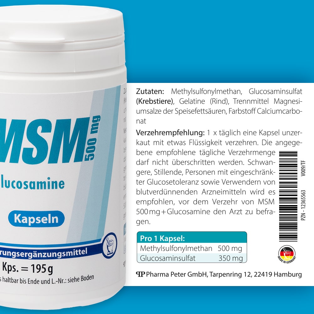 MSM 500 mg+Glucosamine Kapseln 180 St Kapseln