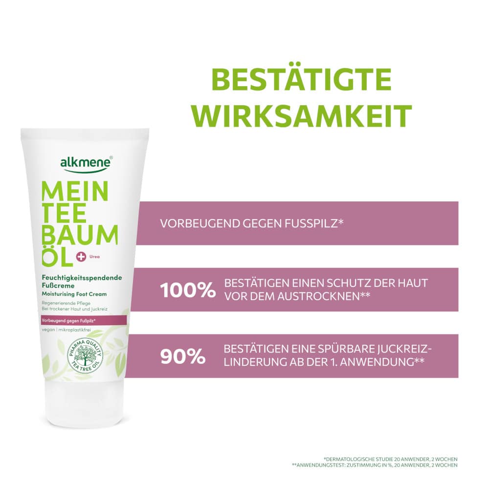 alkmene MEIN TEEBAUMÖL Feuchtigkeitsspendende Fußcreme 100 ml Tube