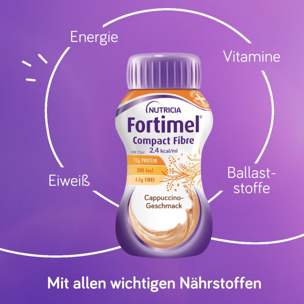 Fortimel Compact Fibre 2.4 Trinknahrung Cappuccino 4X125 ml Flüssigkeit