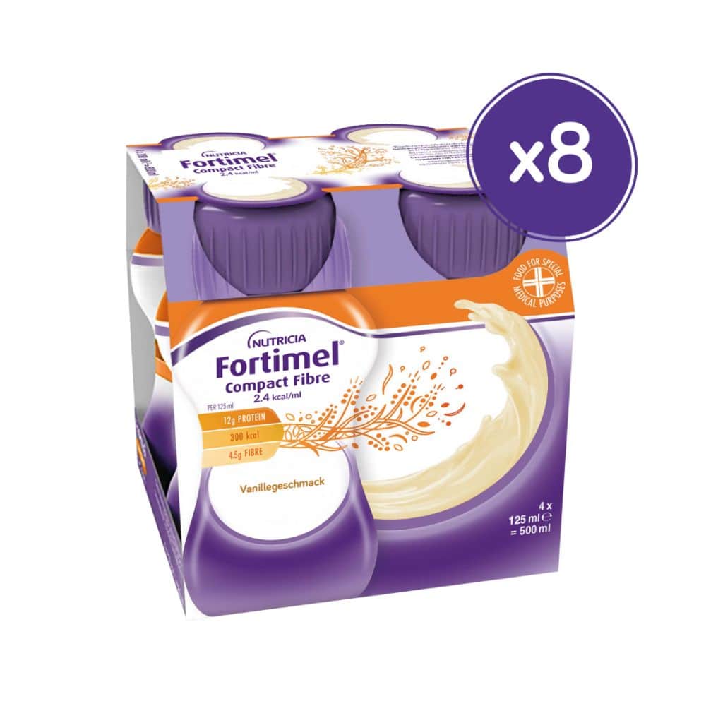 Fortimel Compact Fibre 2.4 Trinknahrung Vanille 8X4X125 ml Flüssigkeit