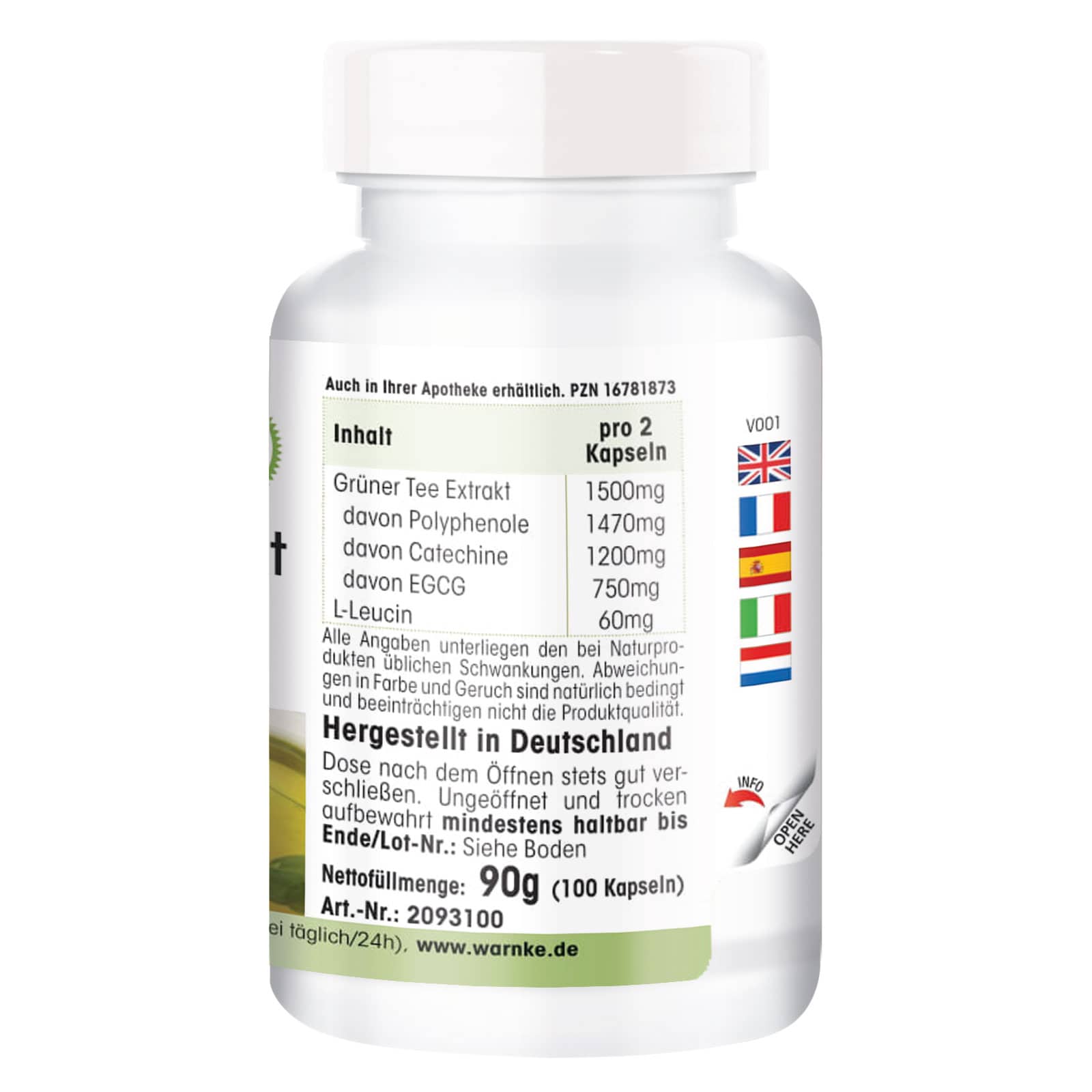 HERBA DIREKT Grüner Tee Extrakt 750mg 100 St Kapseln