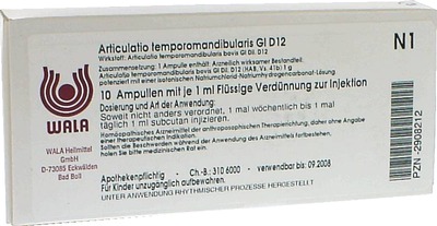 ARTICULATIO temporomandibularis GL D 12 Ampullen 10X1 ml Ampullen