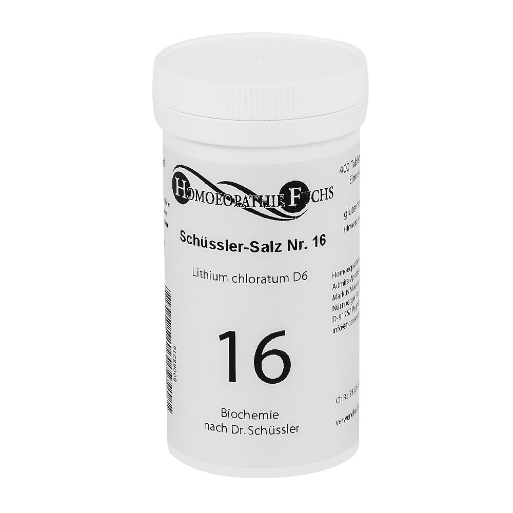 HOMOEOPATHIEFUCHS Schüssler-Salz Nummer 16 Lithium chloratum D6 Biochemie 400 St Tabletten