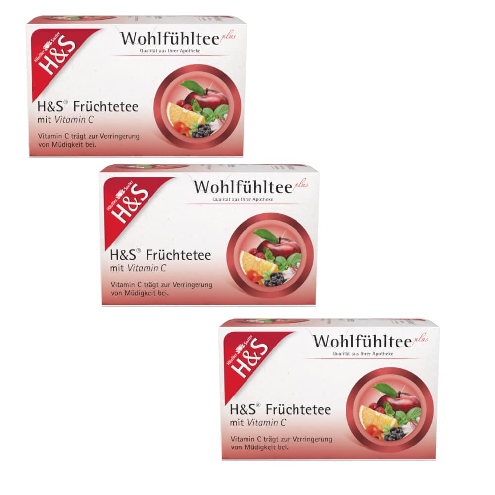 H&S Wohlfühltee Früchtetee mit Vitamin C 3er Set 3X20X2,7 g Filterbeutel