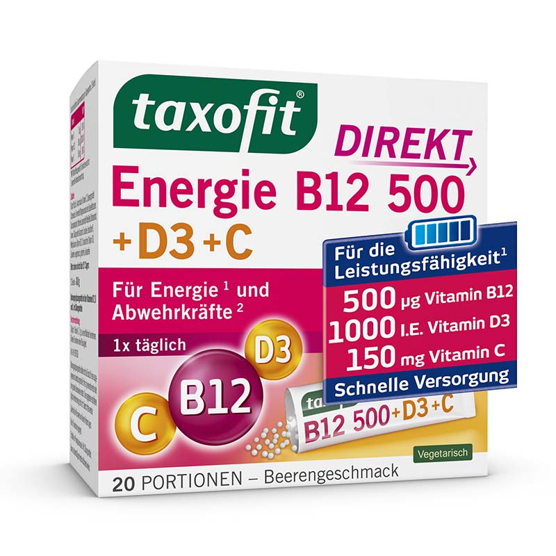 taxofit DIREKT Energie B12 500 + D3 + C 20 St Granulat