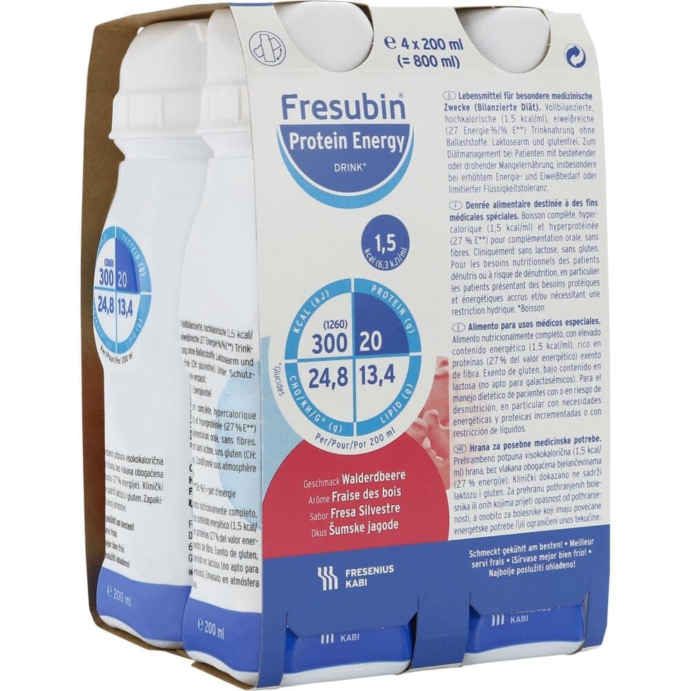 Fresubin Protein Energy DRINK Trinknahrung Walderdbeere 4X200 ml Lösung
