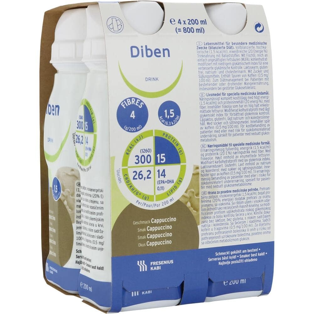 Diben DRINK Trinknahrung Cappuccino 4X200 ml Flüssigkeit