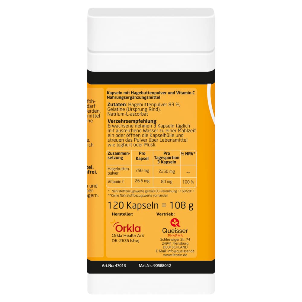 LITOZIN Ultra HAGEBUTTENPULVER MIT VITAMIN C  120 St Kapseln