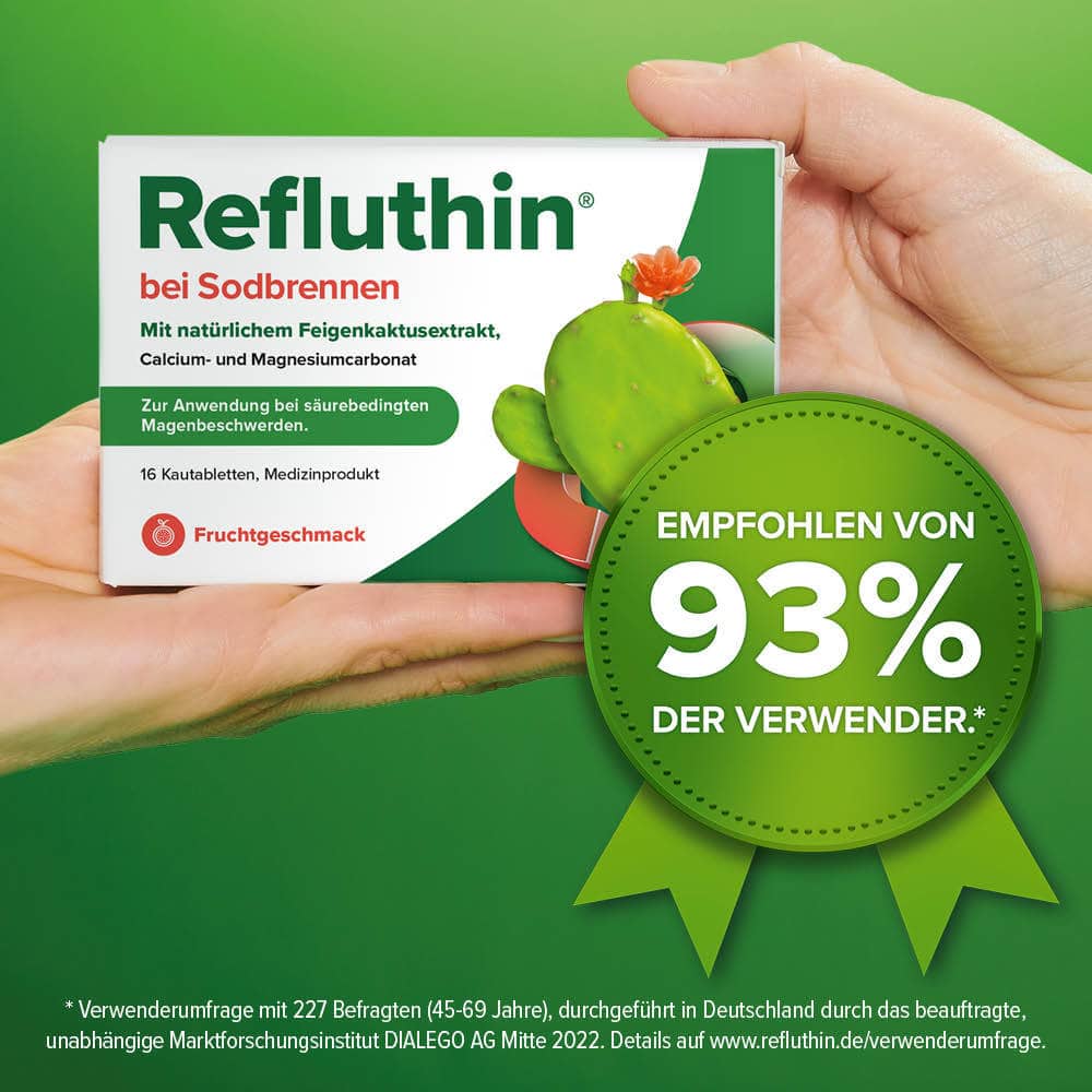 Refluthin bei Sodbrennen Fruchtgeschmack 16 St Kautabletten