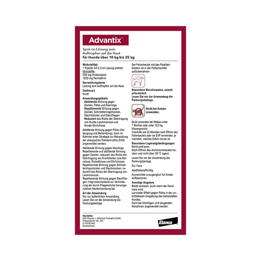 Advantix Spot on für Hunde 10-25kg 4 St Lösung