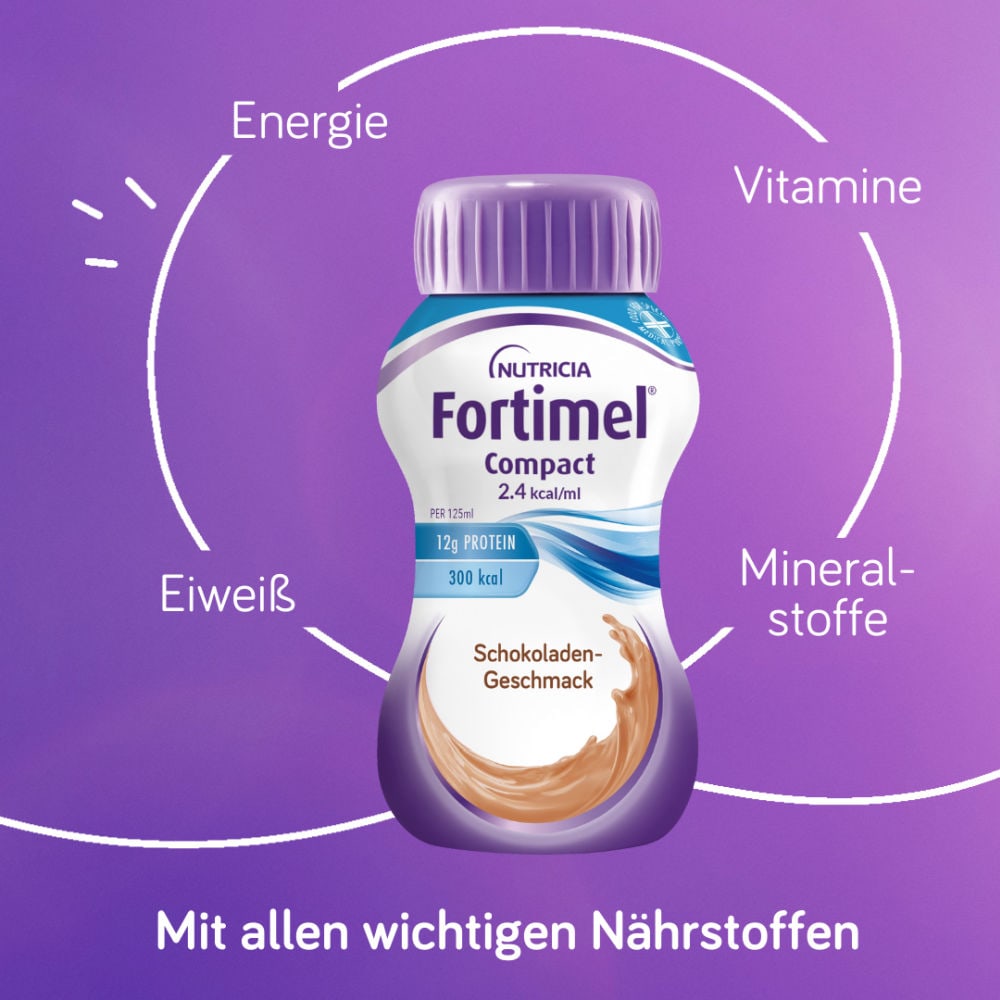 Fortimel Compact 2.4 Trinknahrung Schokolade 4X125 ml Flüssigkeit