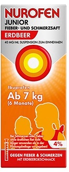 NUROFEN JUNIOR FIEBER- UND SCHMERZSAFT ERDBEER 40MG 100 ml Suspension zum Einnehmen