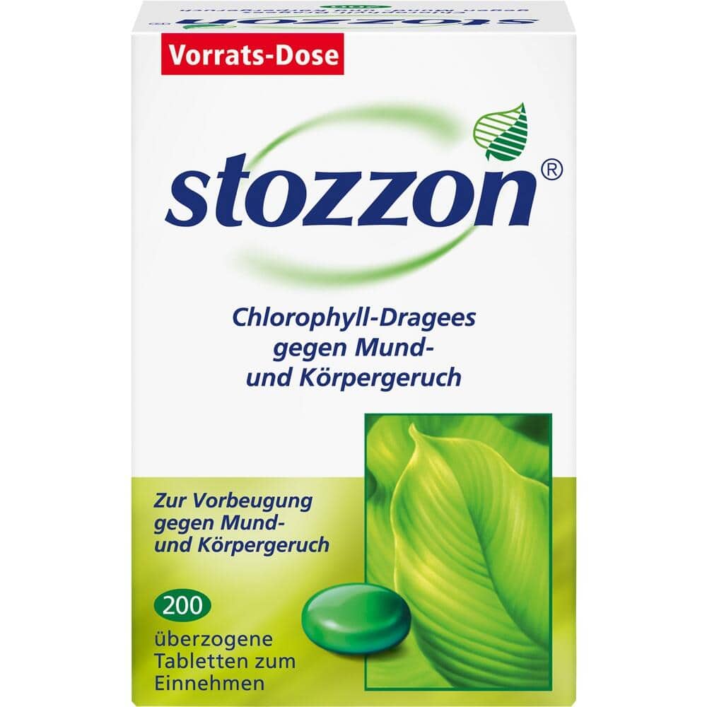 stozzon Chlorophyll-Dragees gegen Mund- und Körpergeruch 200 St Überzogene Tabletten