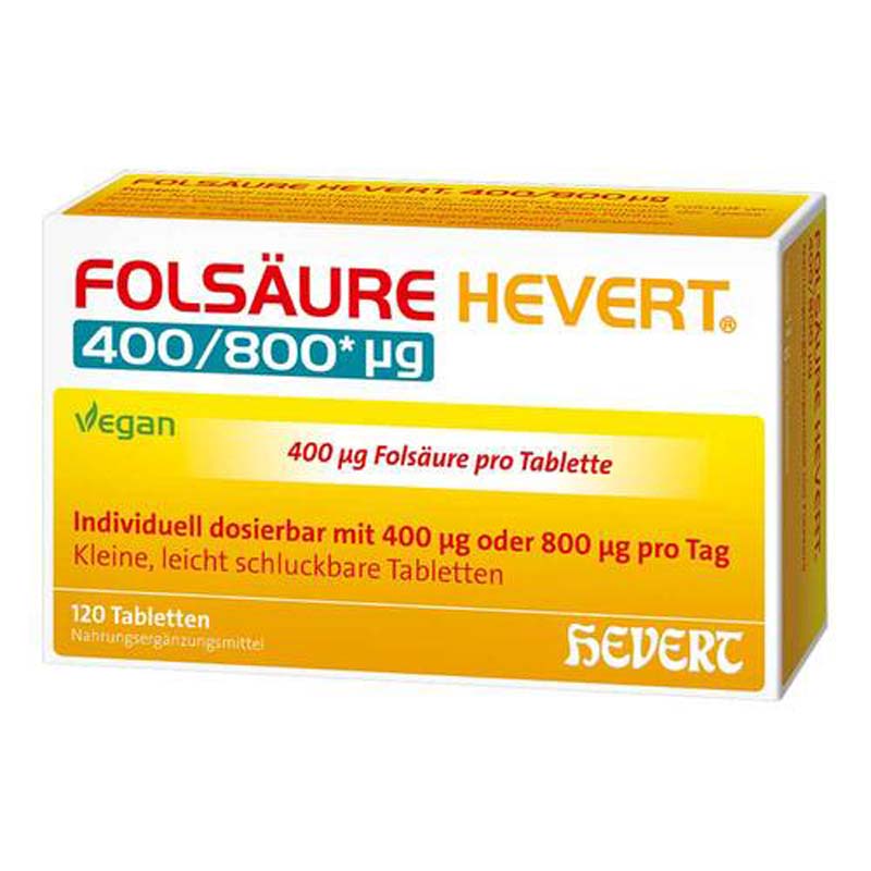 FOLSÄURE HEVERT 400/800 Mikrogramm 120 St Tabletten