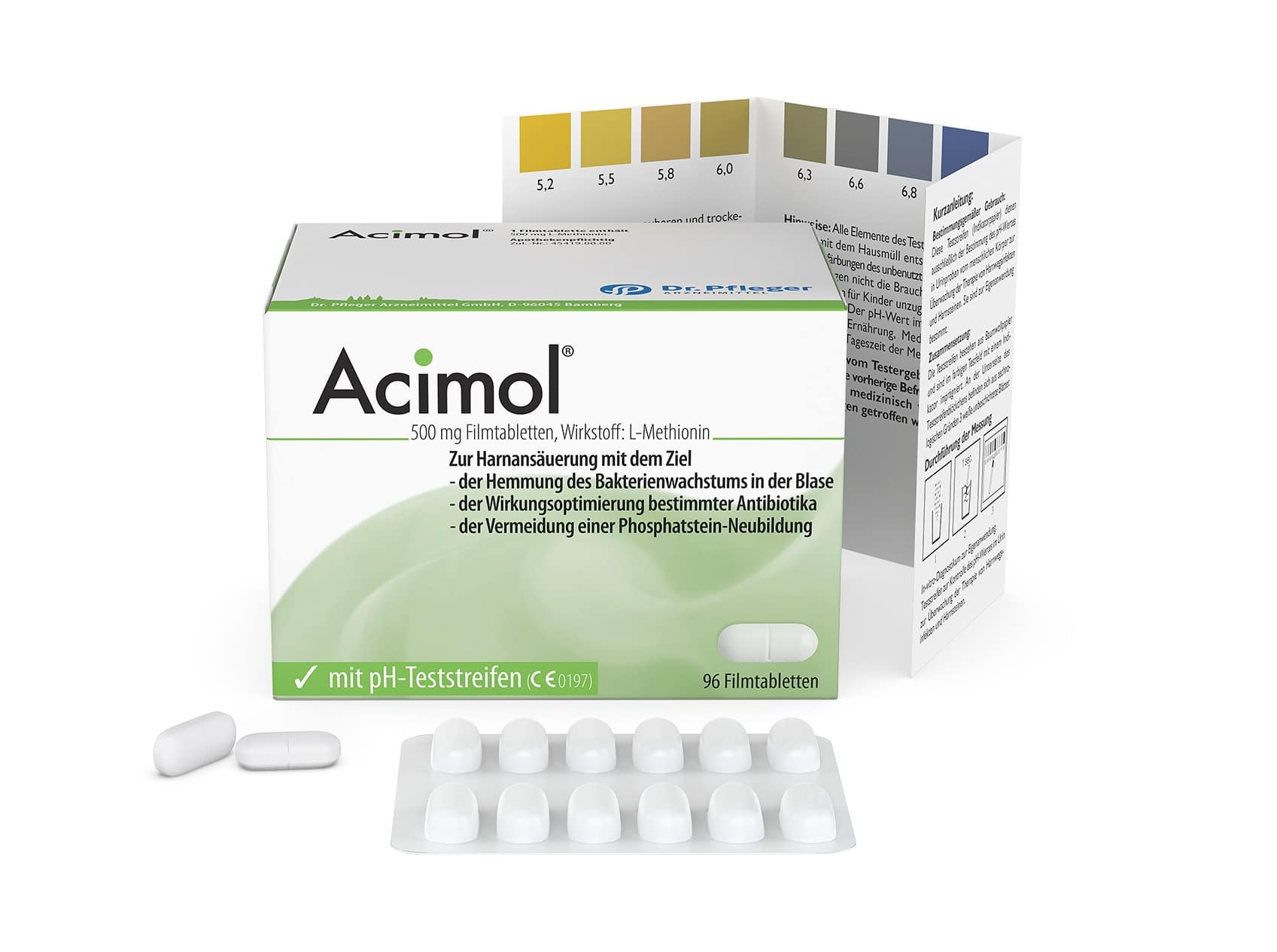 Acimol 500mg mit pH-Teststreifen 96 St Filmtabletten
