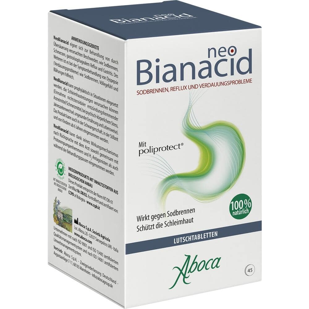 neoBianacid bei Sodbrennen, Reflux und Verdauungsproblemen 45 St Lutschtabletten
