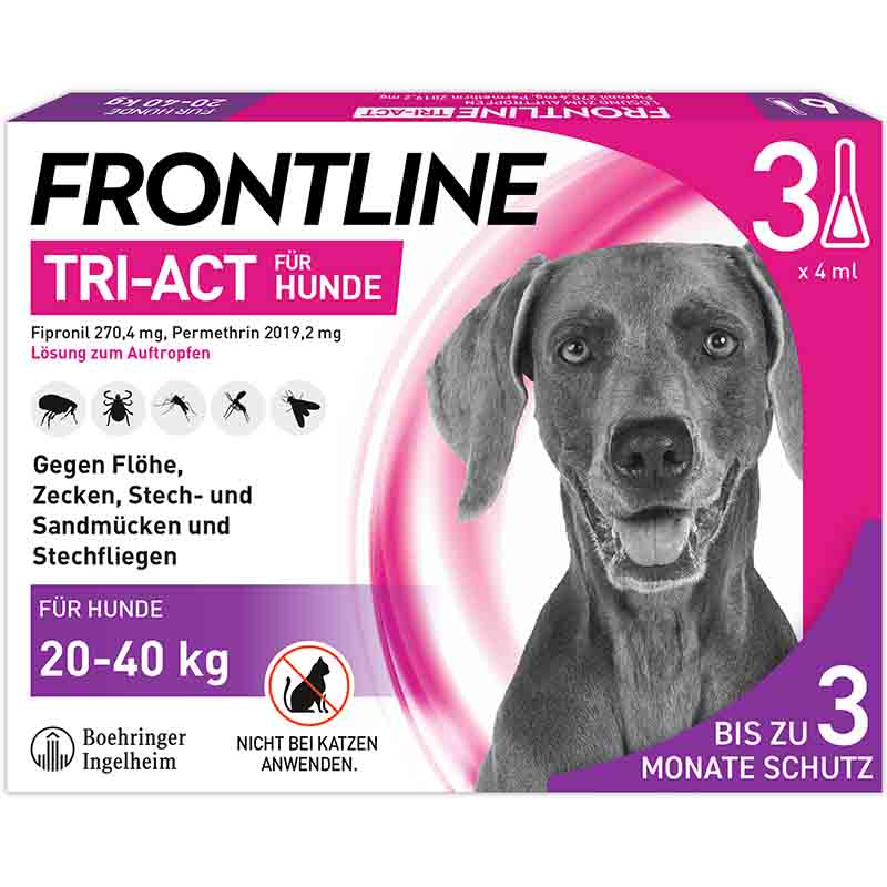 FRONTLINE TRI-ACT gegen Zecken, Flöhe & fliegende Insekten für Hunde L (20-40 kg) 3 St Lösung
