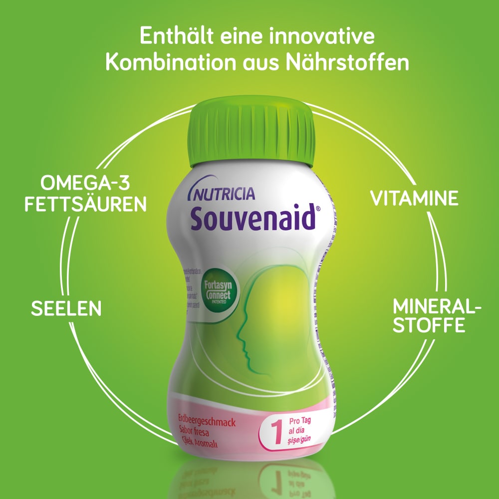 NUTRICIA Souvenaid Trinknahrung Erdbeergeschmack 4X125 ml Flüssigkeit