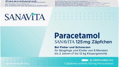Paracetamol Sanavita 125 mg Zäpfchen 10 St Säuglings-Suppositorien