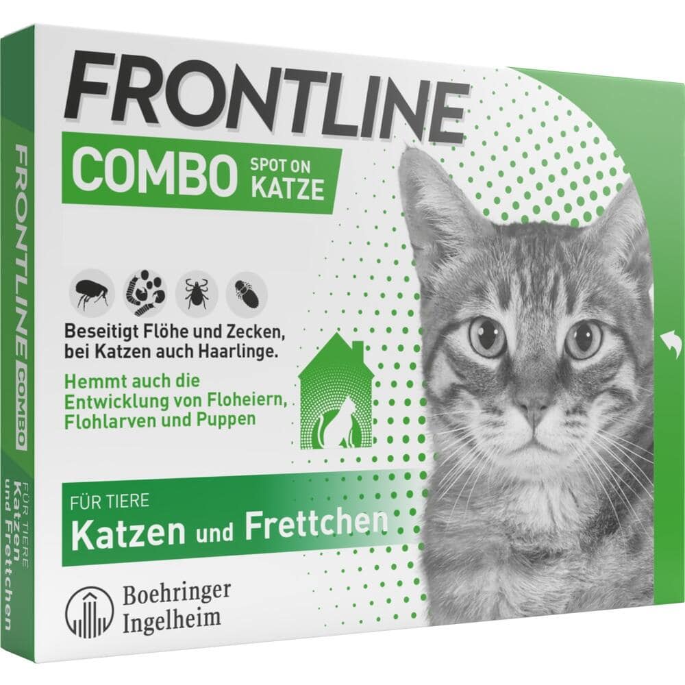 FRONTLINE COMBO 6 Stk. Kombischutz für Tier & Heim gegen Zecken, Flöhe & Haarlinge bei Katzen 6 St Lösung