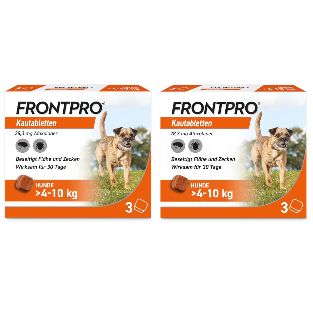 FRONTPRO Kautabletten Hunde 4-10 kg Doppelpack 2X3 St Kautabletten