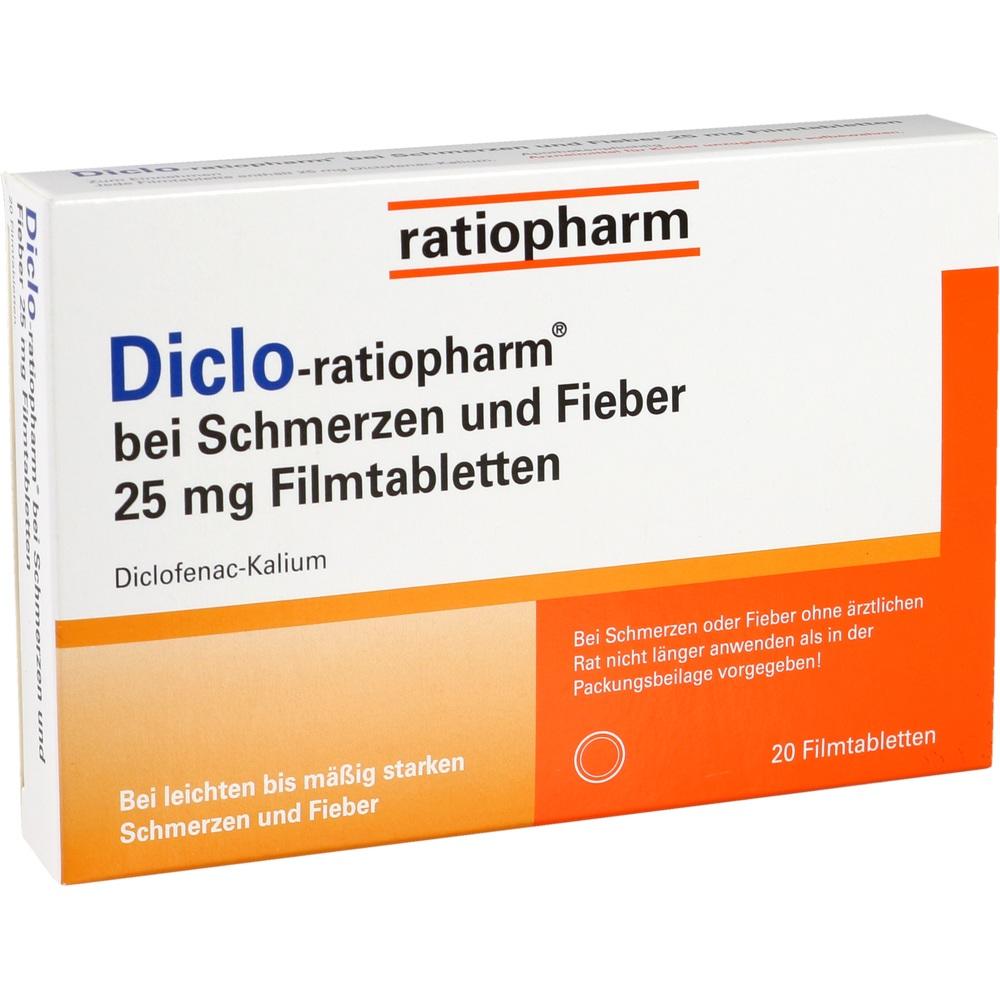 Diclo-ratiopharm bei Schmerzen und Fieber 25 mg 20 St Filmtabletten