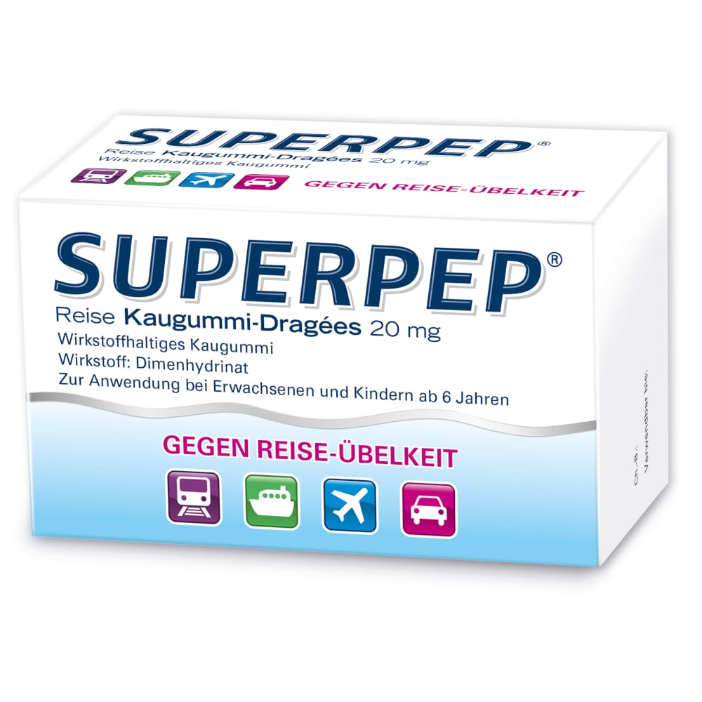 SUPERPEP Reise Kaugummi-Dragees 20 mg 20 St Kaugummi