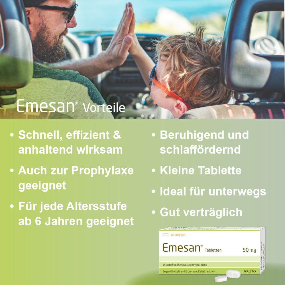 Emesan - Gegen Übelkeit und Erbrechen, Reisekrankheit 50 St Tabletten