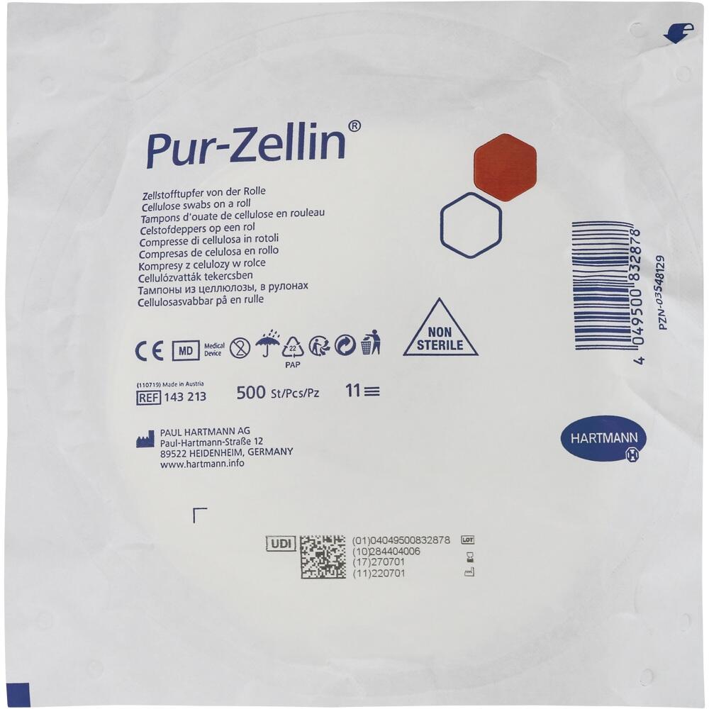 Pur-Zellin 4x5cm unsteril Rolle zu 500 Stück 1 St Tupfer