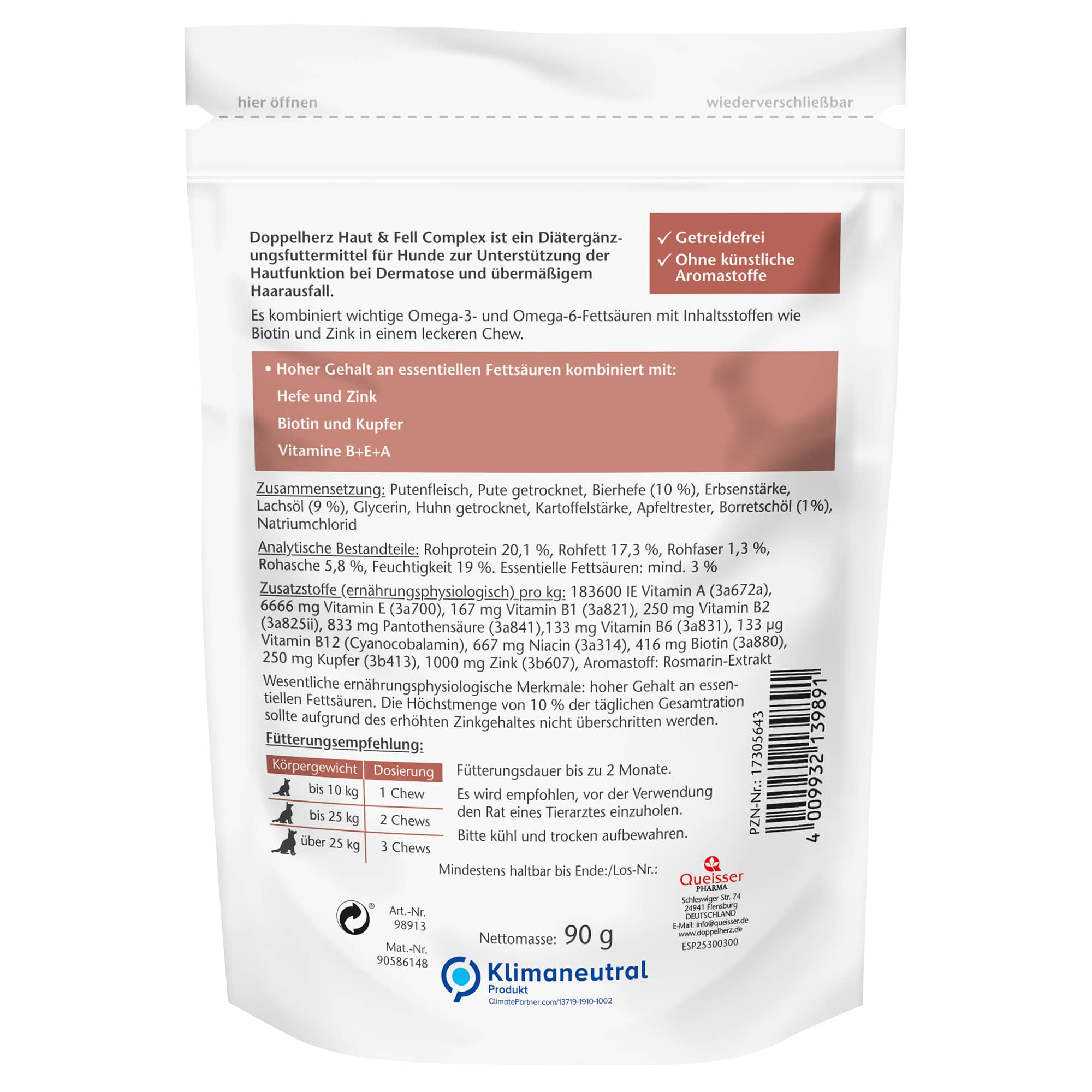 Doppelherz Haut & Fell Complex für Hunde 30 St Kautabletten
