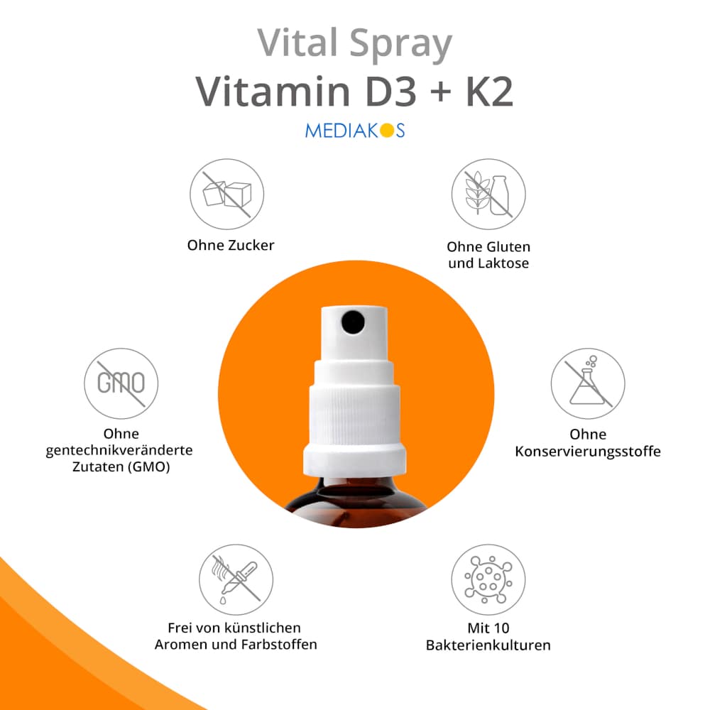 MEDIAKOS Vitamin D3 + K2 4000 I.E. / 60µg  20 ml Spray