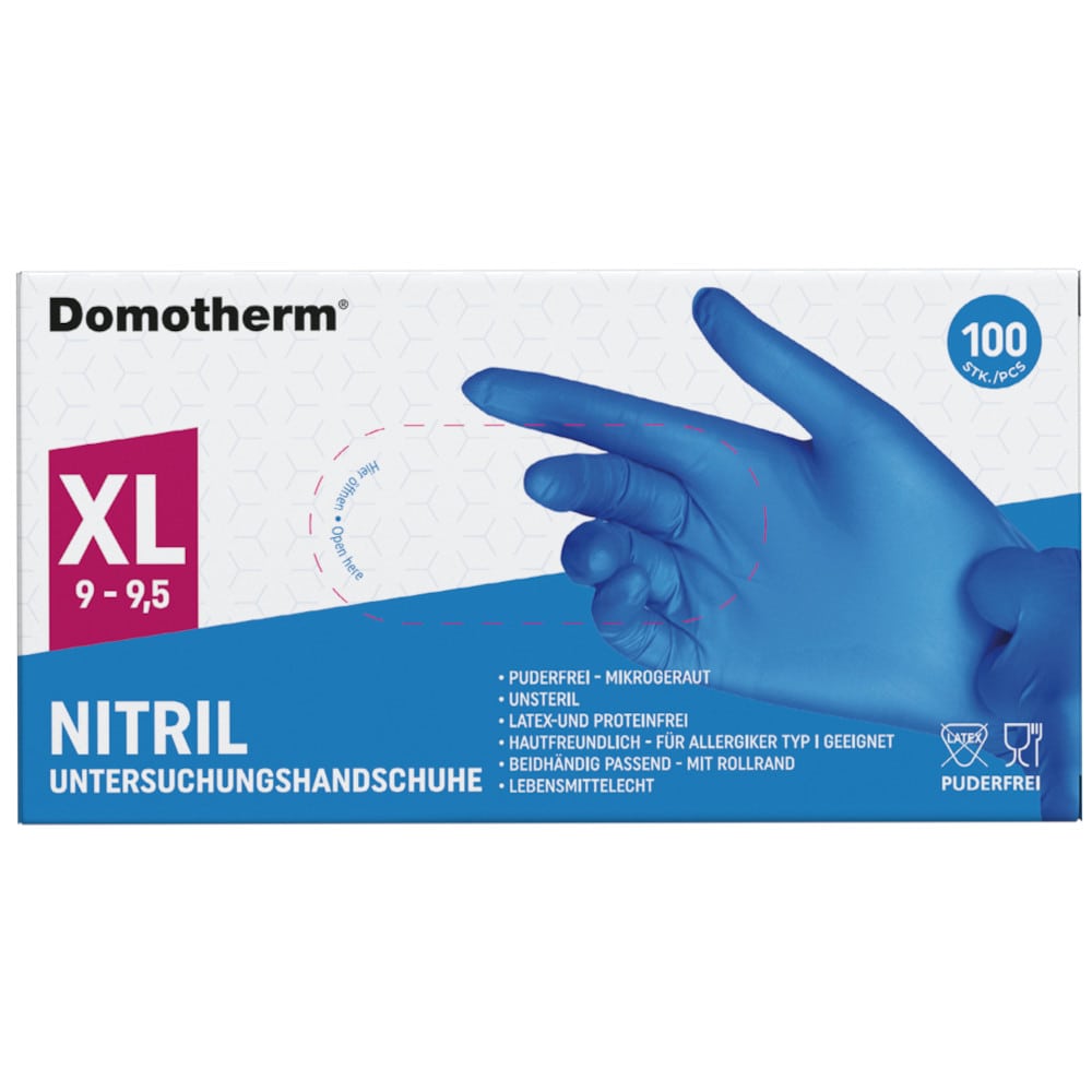 Domotherm Untersuchungshandschuhe Nitril unsteril blau XL 100 St Handschuhe