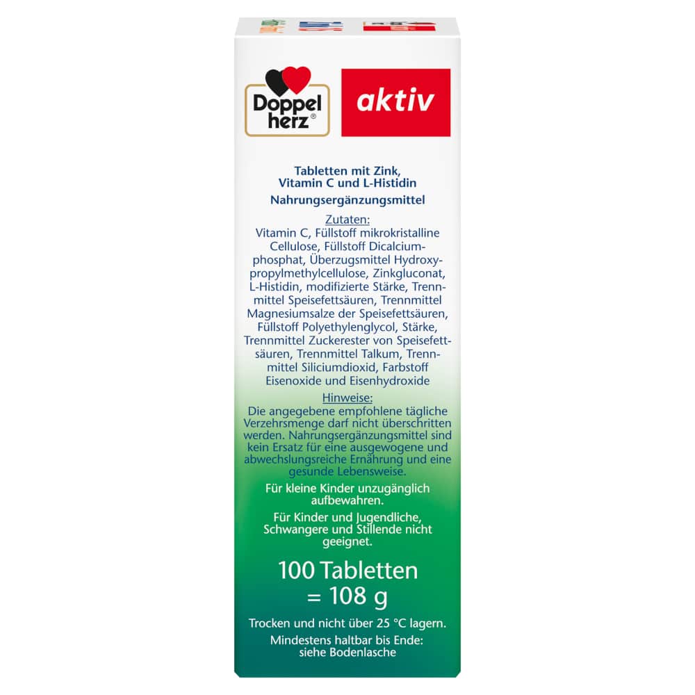 Doppelherz aktiv Zink + Histidin + Vitamin C DEPOT 100 St Tabletten