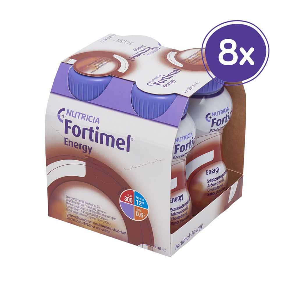 Fortimel Energy Trinknahrung Schokolade 8X4X200 ml Flüssigkeit