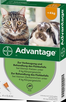 Advantage 40 mg für kleine Katzen und kleine Zierkaninchen 4X0.4 ml Lösung