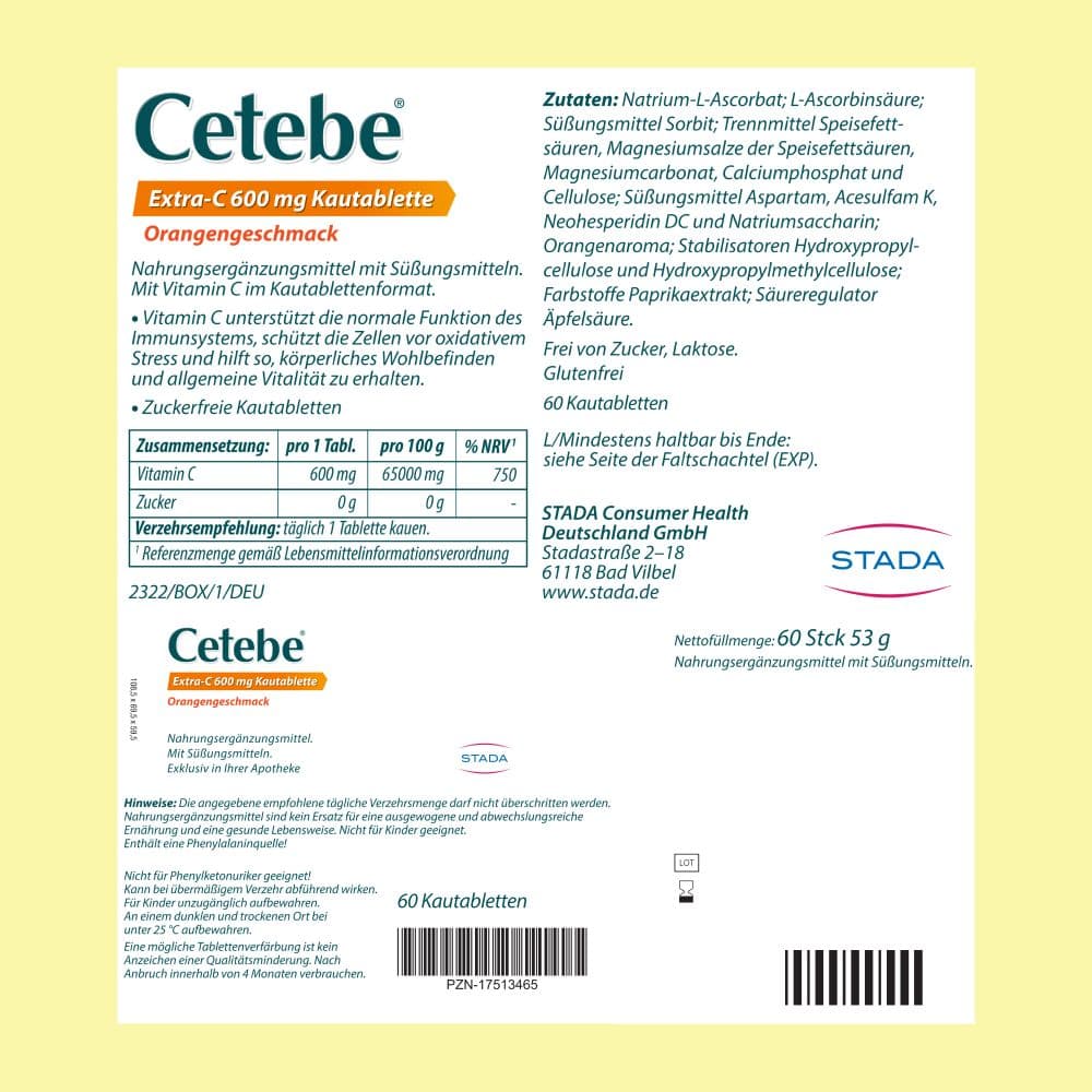 Cetebe Extra-C 600 mg 60 St Kautabletten