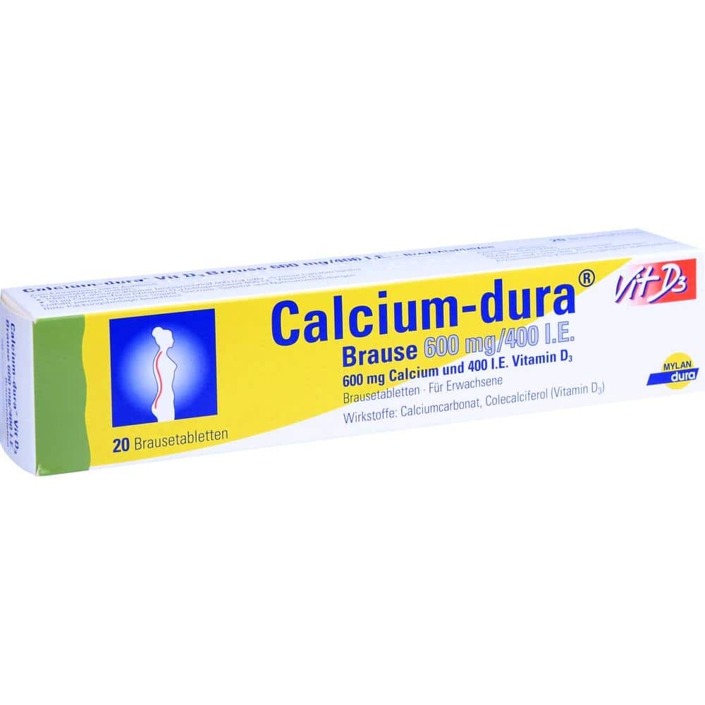 Calcium-dura Vit D3 Brause 600mg/400 I.E. 20 St Brausetabletten
