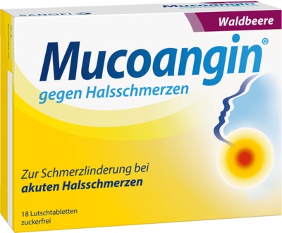 Mucoangin gegen Halsschmerzen Waldbeere 18 St Lutschtabletten