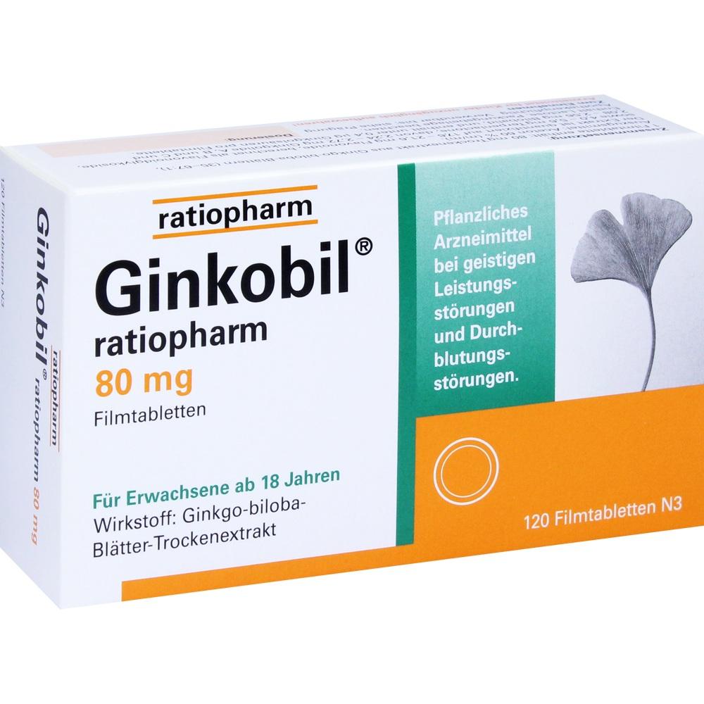 Ginkobil ratiopharm 80mg mit Ginkgo biloba 120 St Filmtabletten