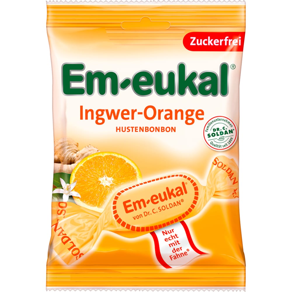 Em-eukal Ingwer-Orange zuckerfrei 75 g Bonbons