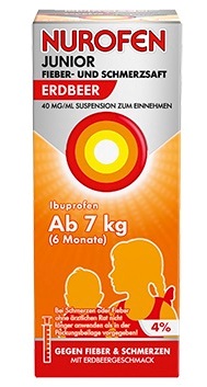NUROFEN JUNIOR FIEBER- UND SCHMERZSAFT ERDBEER 40MG 150 ml Suspension zum Einnehmen