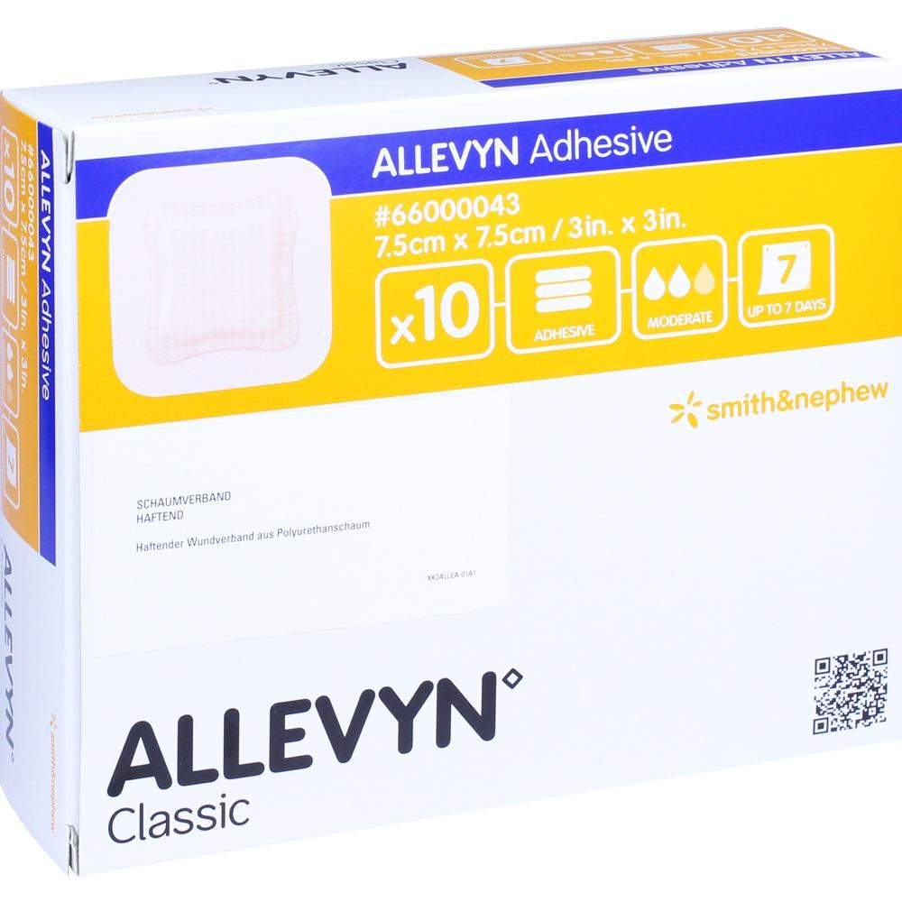 ALLEVYN Adhesive 7,5x7,5 cm haftende Wundauflage 10 St Verband