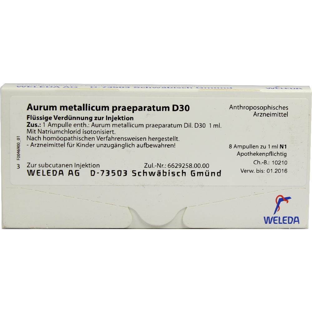 WELEDA AURUM METALLICUM PRAEPARATUM D 30 Ampullen 8 St Ampullen
