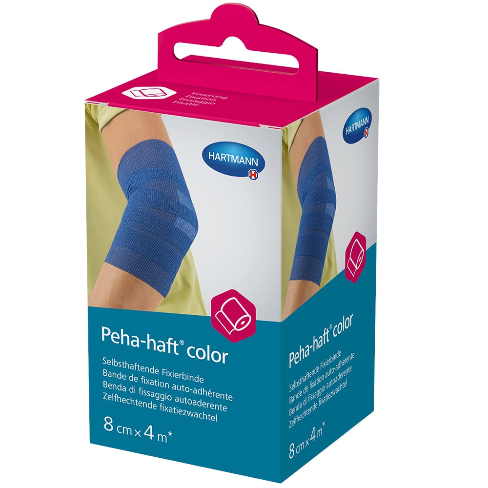 Peha-haft color Fixierbinde latexfrei 8 cm x 4 m blau 1 St Binden