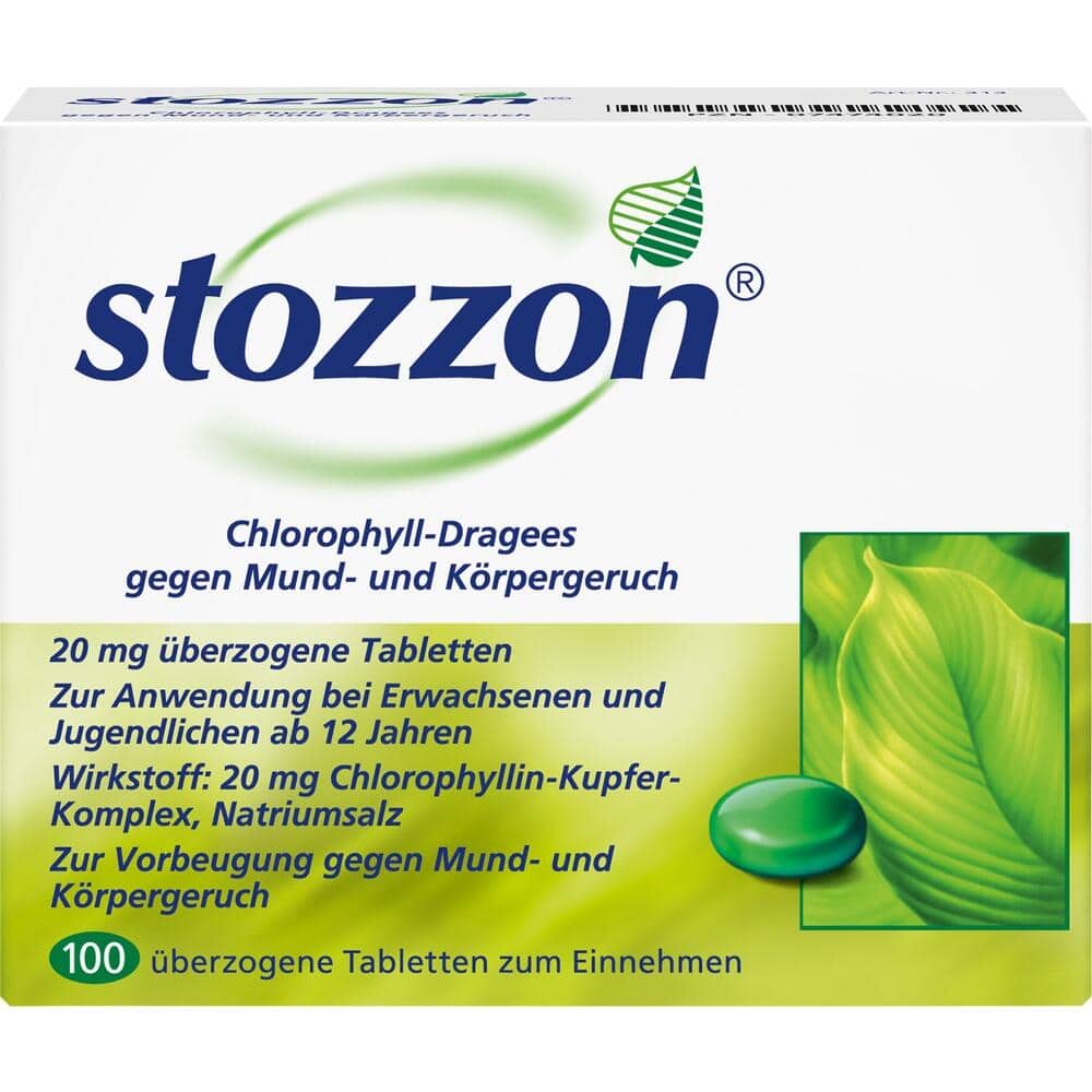 stozzon Chlorophyll-Dragees gegen Mund- und Körpergeruch 100 St Überzogene Tabletten